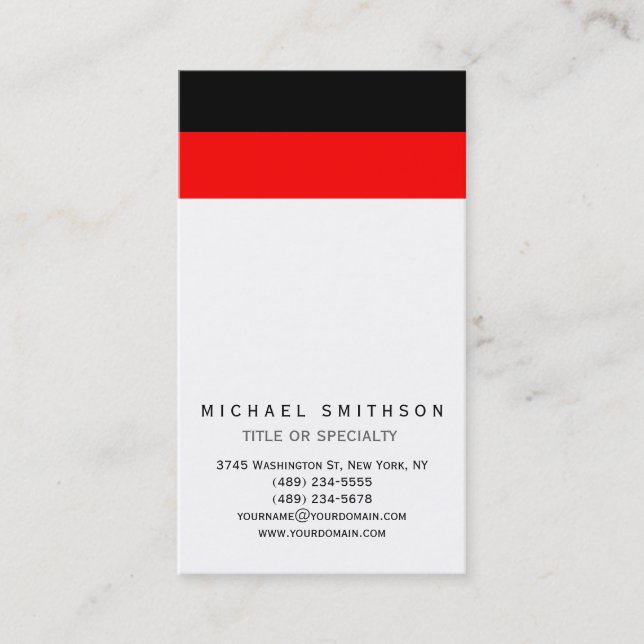 Red White Black Simple Consulting Business Card Visitenkarte (Vorderseite)