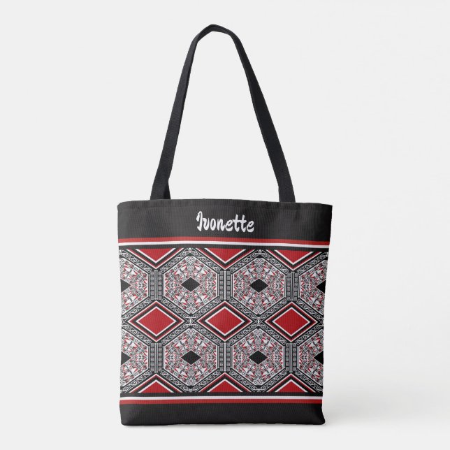 Red, White & Black Tribal Tapestry (Rückseite)