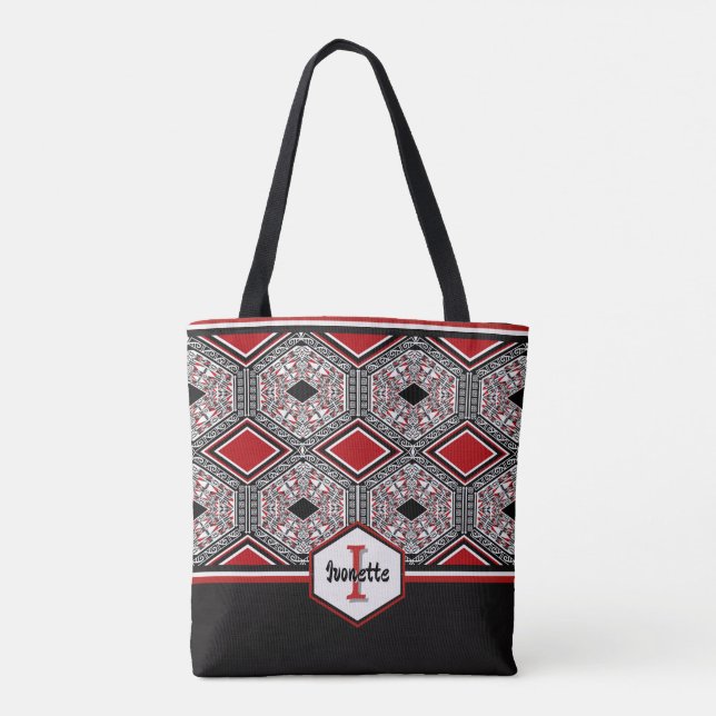 Red, White & Black Tribal Tapestry (Rückseite)