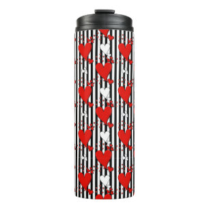 Red White Black Valentine Hearts Thermosbecher