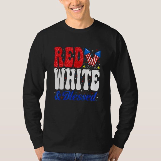 Red White Blessed Funny 4th Of July Patriotic Boys T-Shirt (Vorderseite)