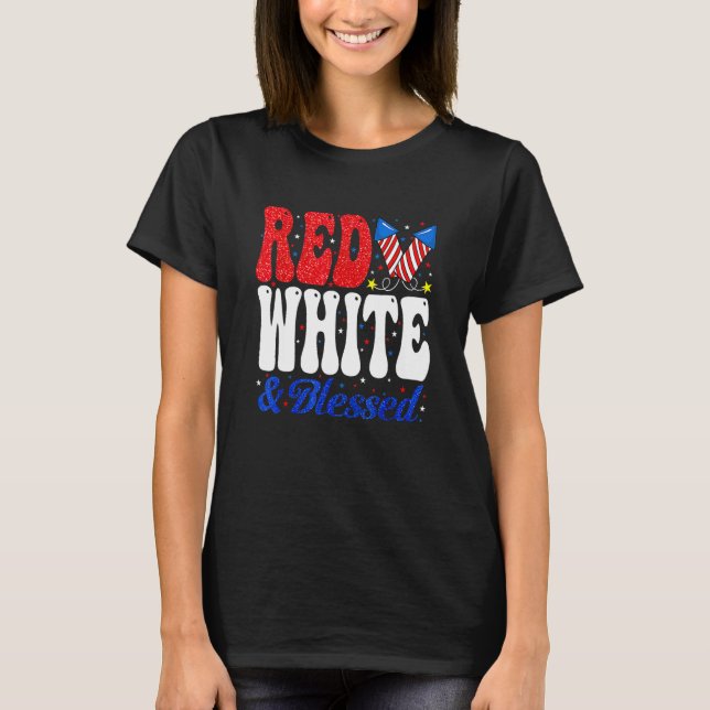 Red White Blessed Funny 4th Of July Patriotic Boys T-Shirt (Vorderseite)