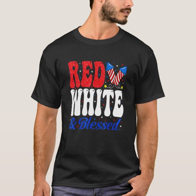 Red White Blessed Funny 4th Of July Patriotic Boys T-Shirt (Vorderseite)