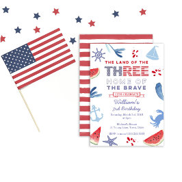 Red White Blue 3. Geburtstag Shoreline Party Einladung