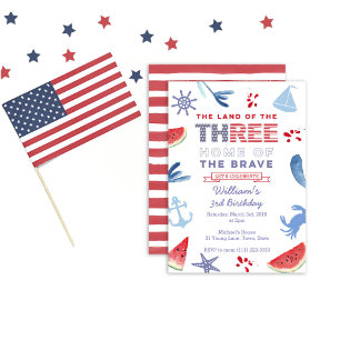 Red White Blue 3. Geburtstag Shoreline Party Einladung