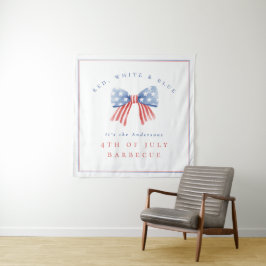 Red White Blue 4. Juli Barbecue Watercolor Bow Wandteppich