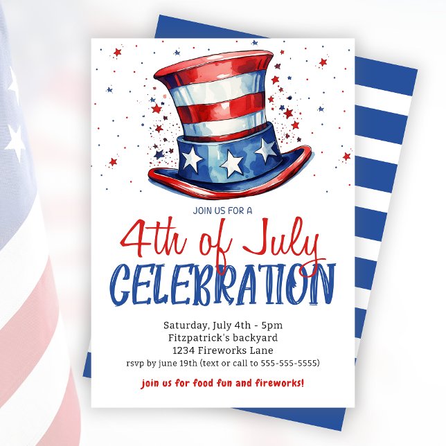 Red White Blue 4. Juli Celebration Party Einladung (Red White Blue 4th Of July Celebration Party Invitation)