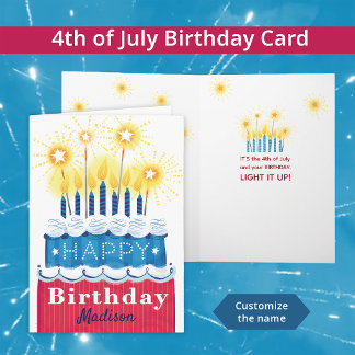 Red White Blue 4. Juli Geburtstag Karte