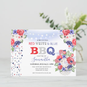 Red White & Blue 4. Juli GRILLEN Einladung