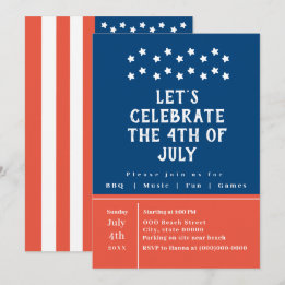 Red White Blue 4. Juli Party Simple Classic Einladung
