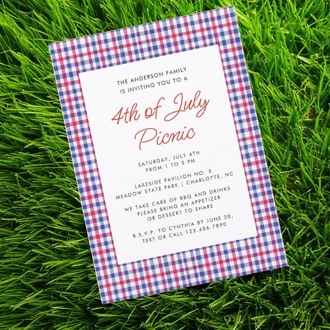 Red White Blue 4. Juli Summer Picnic Einladung (Von Creator hochgeladen)
