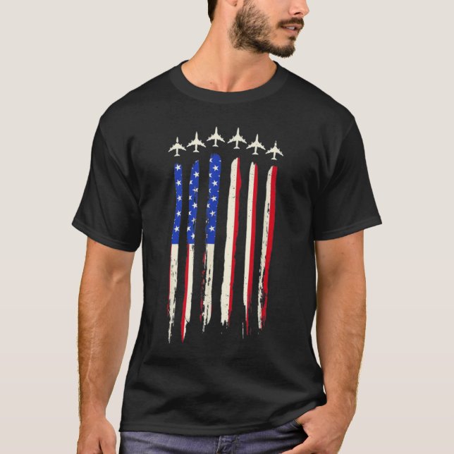 Red White Blue Air Force Flyover 4. Juli Geschenk T-Shirt (Vorderseite)