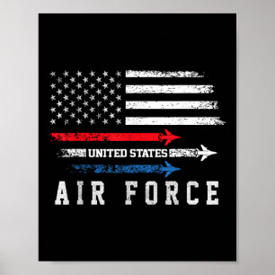 Red White Blue Air Force Flyover Story American in Poster
