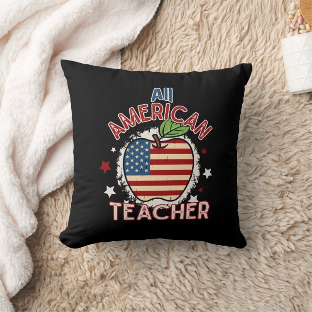 Red White Blue All American Teacher Apple Kissen (Decke)
