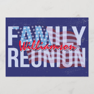 Red White Blue American Flag Family Wiedersehen Einladung