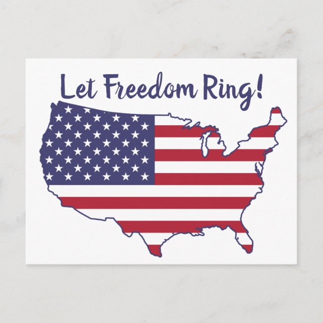 Red White Blue American Flag Lass Freedom Ring Postkarte (Vorderseite)