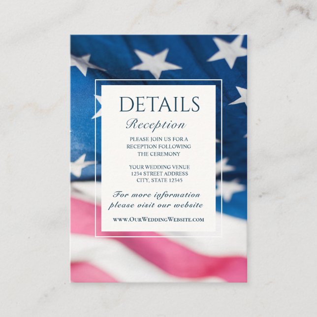 Red White Blue American Flag Patriotic Wedding Begleitkarte (Vorderseite)