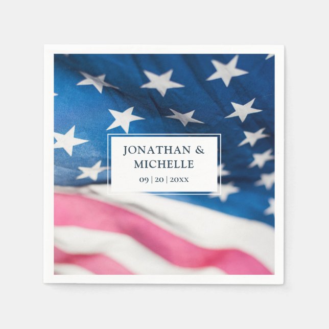 Red White Blue American Flag Patriotic Wedding Serviette (Vorderseite)