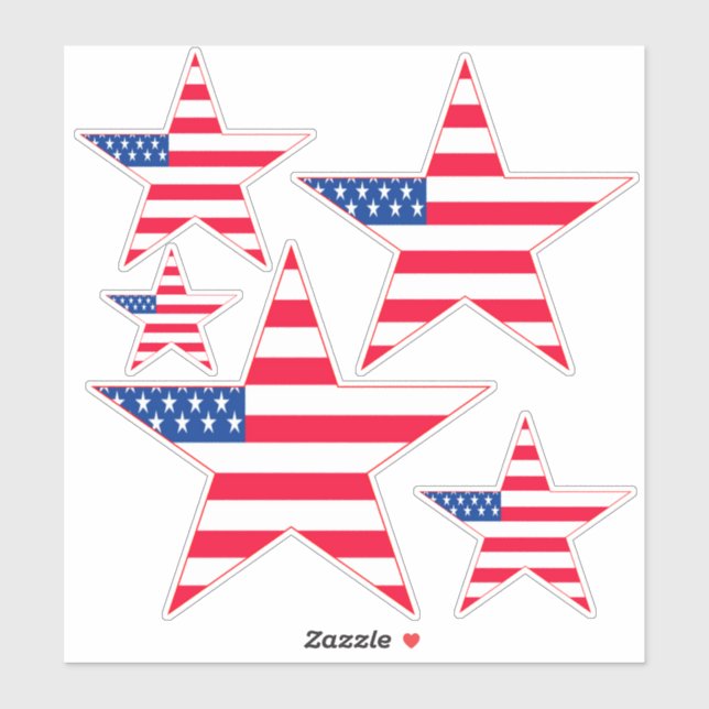 Red White & Blue American Flag Stars Aufkleber (Blatt)