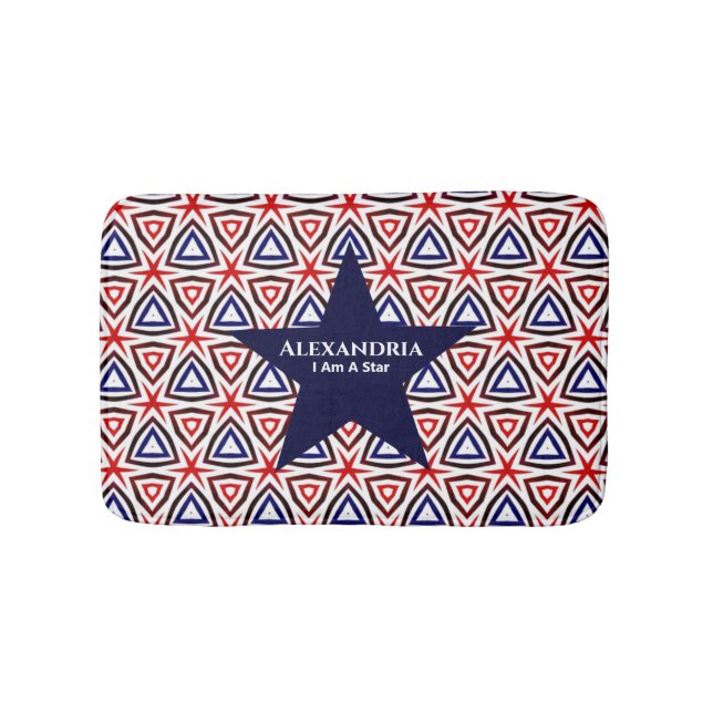 Red White Blue American Patriotic Star Modern Badematte (Vorderseite)