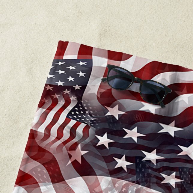 Red White Blue American Stripes Stars Flag Muster Strandtuch (Beispiel)