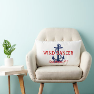 Red White Blue Anchor Boat Name Lendenkissen