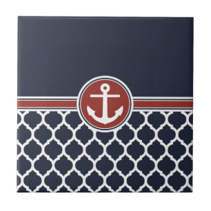 Red White Blue Anchor marokkanisches Gitter Fliese