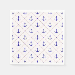  Red White Blue Anchors Away Boating Serviette