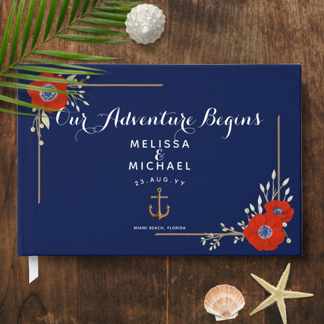 Red White & Blue Anemones ⚓️ Nautical Wedding Gästebuch (Red White & Blue Anemones ⚓️ Nautical Wedding Guest Book
)