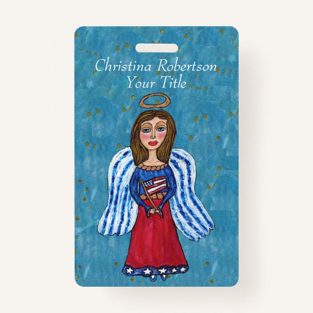 Red White Blue Angel American Flag Gold Stars Ausweis (Vorderseite)