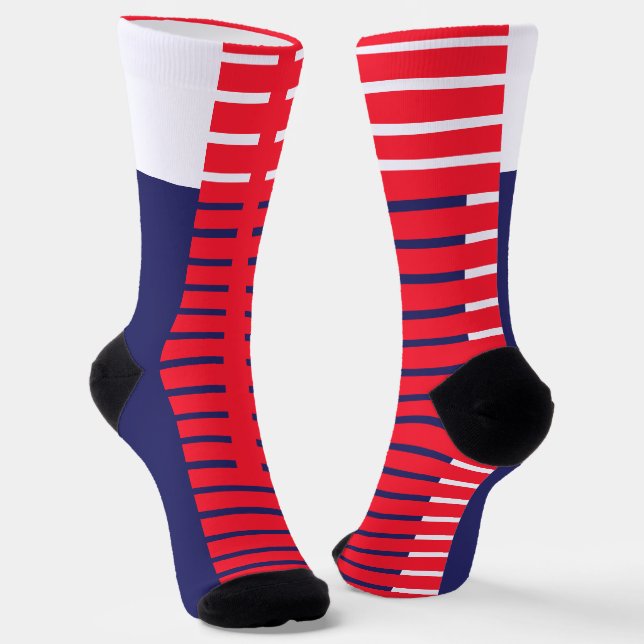 Red White Blue Bands Crew Socks Socken (Gewinkelt)