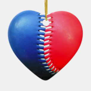 Red White & Blue Baseball Keramikornament