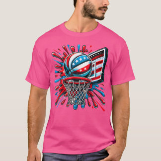 Red White Blue Basketball Color Splash Usa Flag BH T-Shirt