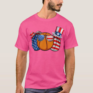Red White Blue Basketball Lover Patriotic 4. T-Shirt