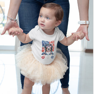 Red White Blue Bernese Mountain Dog 4. Juli Baby Strampler