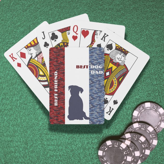 Red White Blue Best Dog Vater Friend Spielkarten (Best Dog Dad, Best Friend personalized playing cards. A great idea for Father's Day and July 4th!)