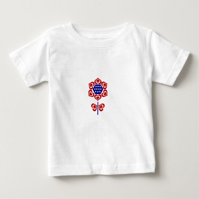 Red White Blue Blume Patriotic Design Baby T-shirt (Vorderseite)