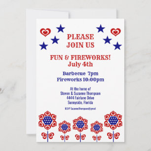 Red White Blue Blume Stars Patriotic 4. Juli