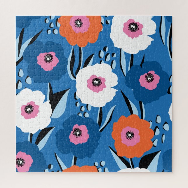 Red White Blue: Blumenskandinavisch. Puzzle (Vertikal)