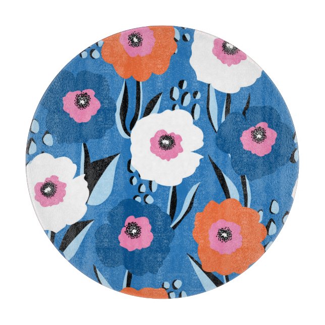 Red White Blue: Blumenskandinavisch. Schneidebrett (Vorderseite)