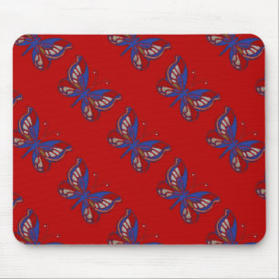 Red White Blue Butterfly Red Mousepad
