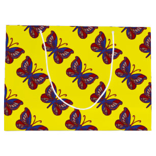 Red White Blue Butterfly Yellow Große Geschenktasc Geschenktüte