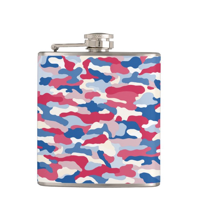 Red White & Blue Camouflage 6 oz. Flachmann (Vorderseite)