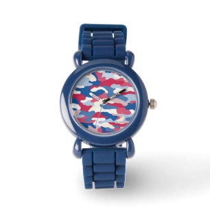 Red White & Blue Camouflage Armbanduhr