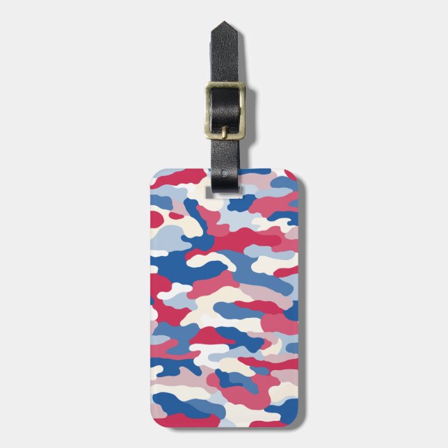 Red White Blue Camouflage Custom Gepäckanhänger (Vorderseite vertikal)