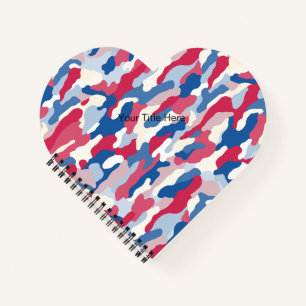 Red White & Blue Camouflage Custom Heart Notizbuch