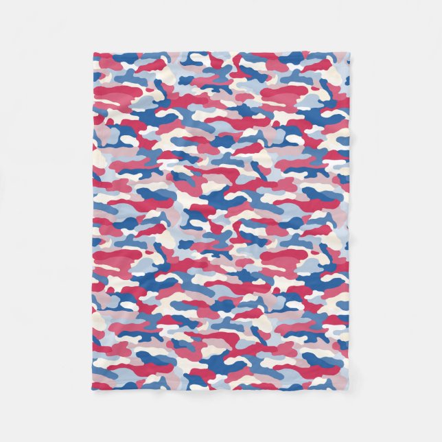 Red White & Blue Camouflage Fleecedecke (Vorderseite)