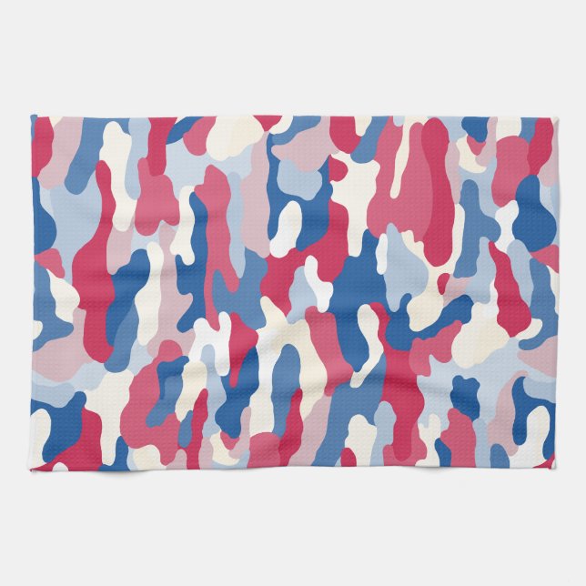 Red White & Blue Camouflage Geschirrtuch (Horizontal)