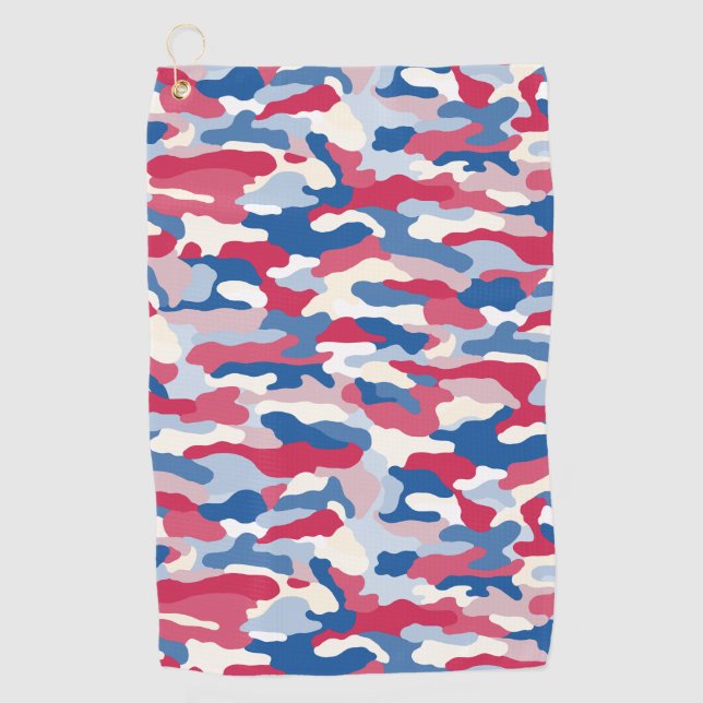 Red White & Blue Camouflage Golfhandtuch (Vorderseite)