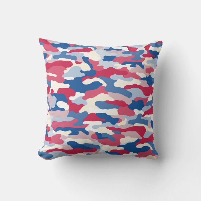 Red White & Blue Camouflage Kissen (Vorderseite)